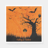 Serviette En Papier Halloween Mariage Personnaliser les noms arbre Éff (Devant)