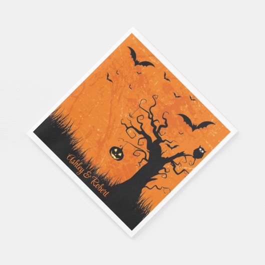 Serviette En Papier Halloween Mariage Personnaliser les noms arbre Éff (Coin)