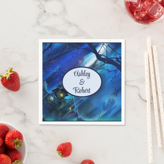 Serviette En Papier Halloween Mariage Personnaliser les noms Éffrayant (En situation)