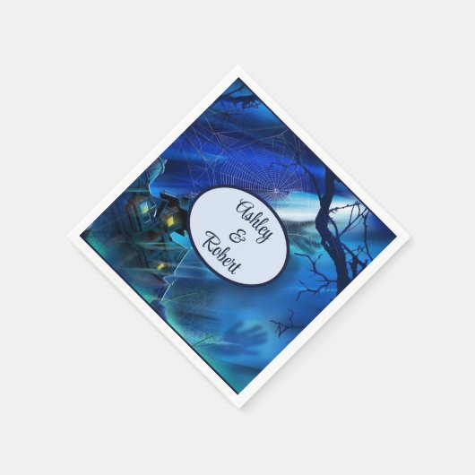 Serviette En Papier Halloween Mariage Personnaliser les noms Éffrayant (Coin)