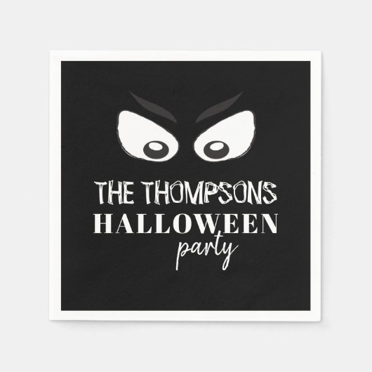 Serviette En Papier Halloween mignon noir simple Éffrayant yeux fantôm (Devant)
