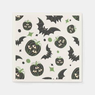 Serviette En Papier Halloween moderne à 3 yeux Citrouille et chauves-s