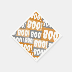 Serviette En Papier Halloween moderne Orange et Grey Boo Motif
