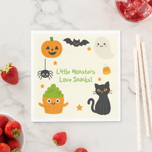 Serviette En Papier Halloween modifiable - Little Monster Bash - (En situation)