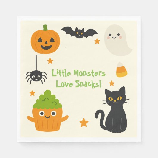 Serviette En Papier Halloween modifiable - Little Monster Bash - (Devant)