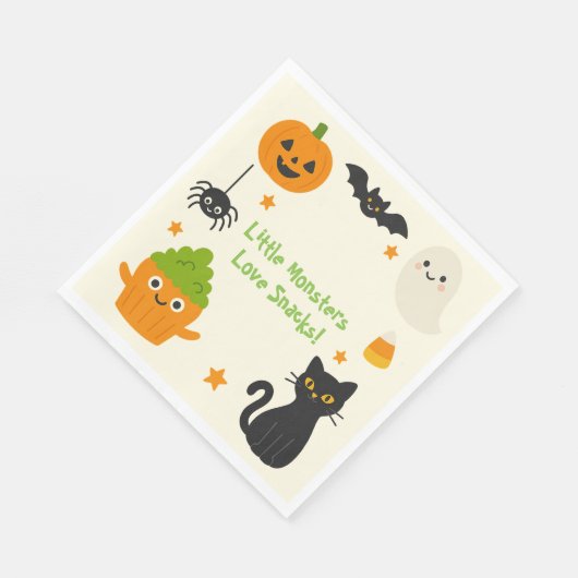 Serviette En Papier Halloween modifiable - Little Monster Bash - (Coin)