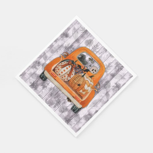 Serviette En Papier Halloween moisson orange camionnette avec citrouil (Coin)