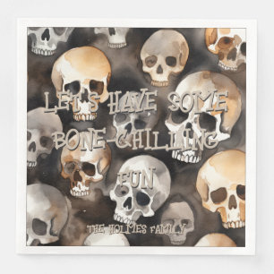 Serviette En Papier Halloween Monogramme d'Halloween pour les crânes d