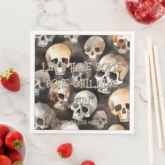 Serviette En Papier Halloween Monogramme d'Halloween pour les crânes d (En situation)