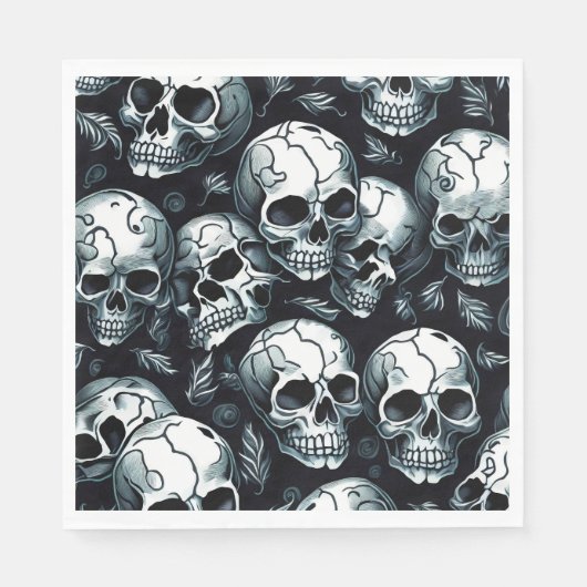 Serviette En Papier Halloween Motif crâne thème Halloween (Devant)