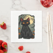 Serviette En Papier Halloween mystique Chat Noir Art - Feline Éffrayan (En situation)