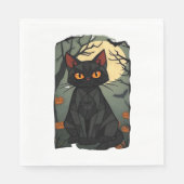 Serviette En Papier Halloween mystique Chat Noir Art - Feline Éffrayan (Devant)