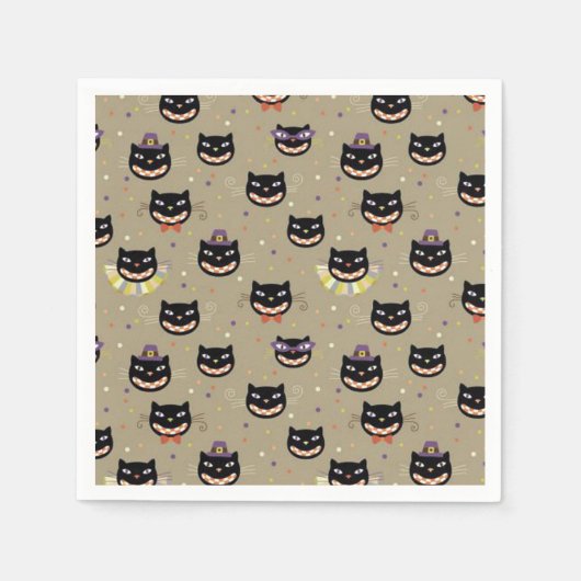 Serviette En Papier Halloween Napkin/Chats noirs (Devant)