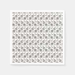 Serviette En Papier Halloween Napkin/Crânes et araignées