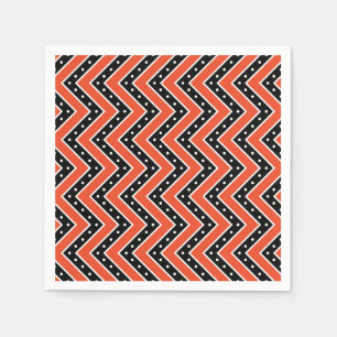 Serviette En Papier Halloween Napkin/Orange avec Chevron noir