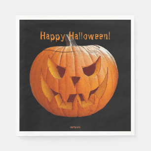 Serviette En Papier Halloween Napkin Orange Jack-O-Lantern HAMbWG