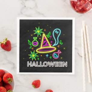 Serviette En Papier Halloween Neon Look Casquette Ghost Web Party