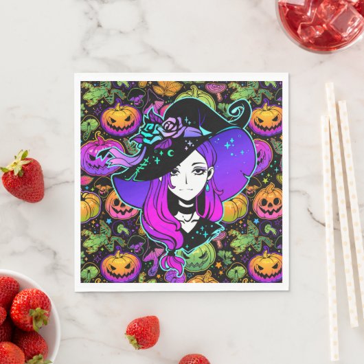 Serviette En Papier Halloween Neon Witch (En situation)