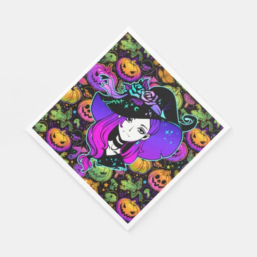 Serviette En Papier Halloween Neon Witch (Coin)