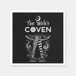 Serviette En Papier Halloween noir blanc blanc de sorcière de sorcière