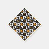 Serviette En Papier Halloween noir blanc Orange arlequin Motif (Coin)