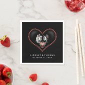 Serviette En Papier Halloween noir & blanc Skeletons & Mariage de coeu (En situation)