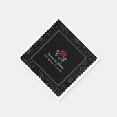 Serviette En Papier Halloween noir & blanc Skeletons & Mariage de coeu (Coin)