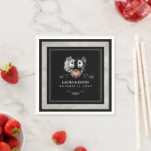 Serviette En Papier Halloween noir & blanc Skeletons & Mariage de coeu (En situation)