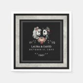 Serviette En Papier Halloween noir & blanc Skeletons & Mariage de coeu (Devant)