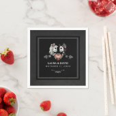Serviette En Papier Halloween noir & blanc Skeletons & Mariage de coeu (En situation)
