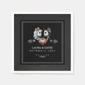 Serviette En Papier Halloween noir & blanc Skeletons & Mariage de coeu (Devant)