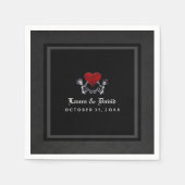 Serviette En Papier Halloween noir & blanc Skeletons & Mariage de coeu (Devant)