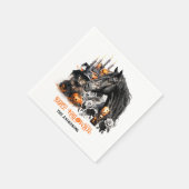 Serviette En Papier Halloween noir Cheval noir Chat éffrayant (Coin)