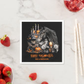 Serviette En Papier Halloween noir Cheval noir Chat éffrayant (En situation)