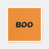 Serviette En Papier Halloween noir et orange éffrayant Boo (Devant)