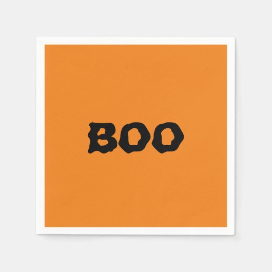 Serviette En Papier Halloween noir et orange éffrayant Boo (Devant)