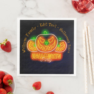 Serviette En Papier Halloween Nom Année 20xx Neon Citrouille à l'appar
