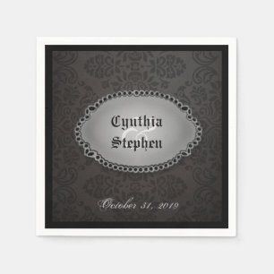Serviette En Papier Halloween Noms gothiques noirs et Mariage de date 