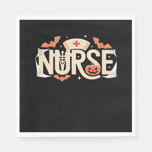 Serviette En Papier Halloween Nurse Typographie - Conception Médicale  (Devant)