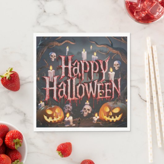 Serviette En Papier Halloween - Papier Napkin (En situation)