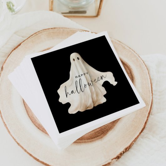 Serviette En Papier Halloween Papier Napkin Fantôme Éffrayant Noir Déc