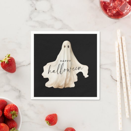 Serviette En Papier Halloween Papier Napkin Fantôme Éffrayant Noir Déc (En situation)