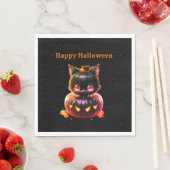 Serviette En Papier Halloween Party Chat noir Citrouille Horreur (En situation)