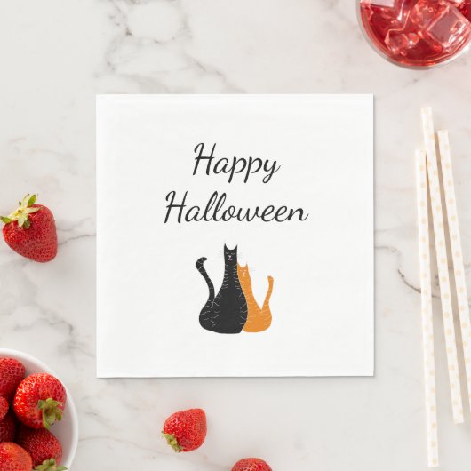 Serviette En Papier Halloween Party Cute Cats Black Orange (En situation)