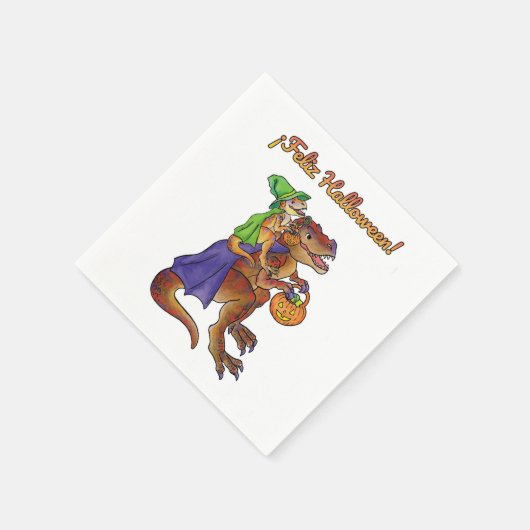 Serviette En Papier Halloween Party Dinosaur serviettes Feliz Hallowee (Coin)