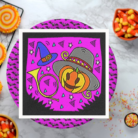 Serviette En Papier Halloween Party Jack OLantern Bugle Purple Papier