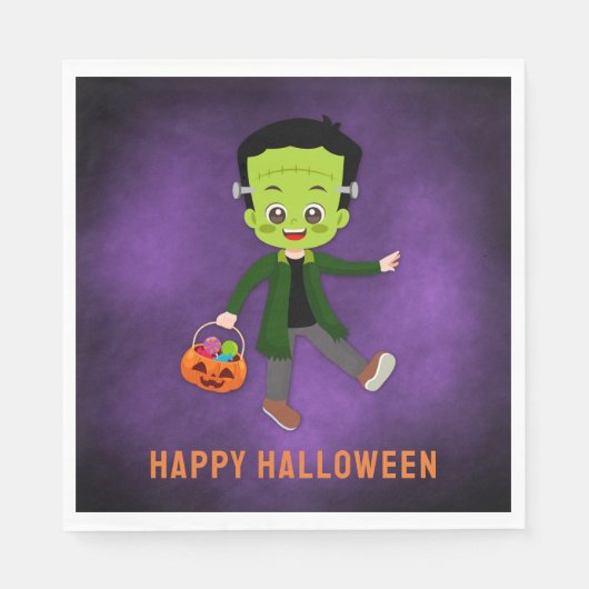 Serviette En Papier Halloween Party pour enfants Frankenstein Papier (Devant)