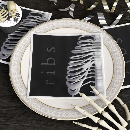 Serviette En Papier Halloween Party Skeleton Bones Rib Casse Éffrayant