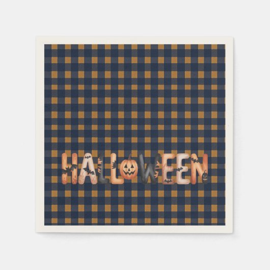 Serviette En Papier Halloween Plaid Pumpkin (Devant)