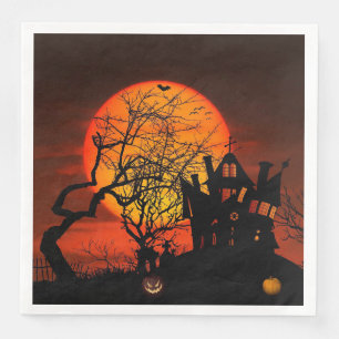 Serviette En Papier Halloween Pleine lune de feu